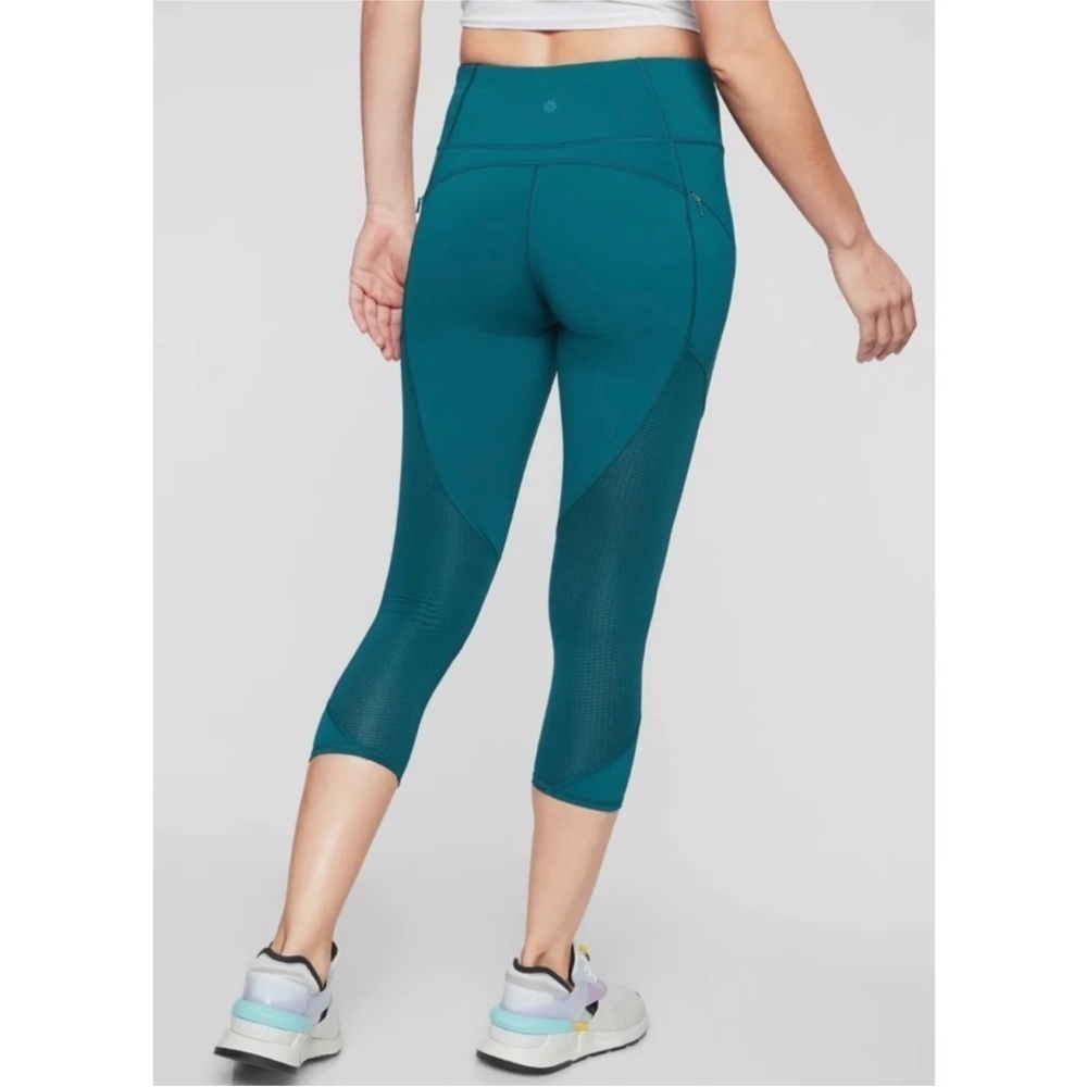 Athleta Mesh Contender Powerlift Leggings S | Teal High Rise Compression EUC
